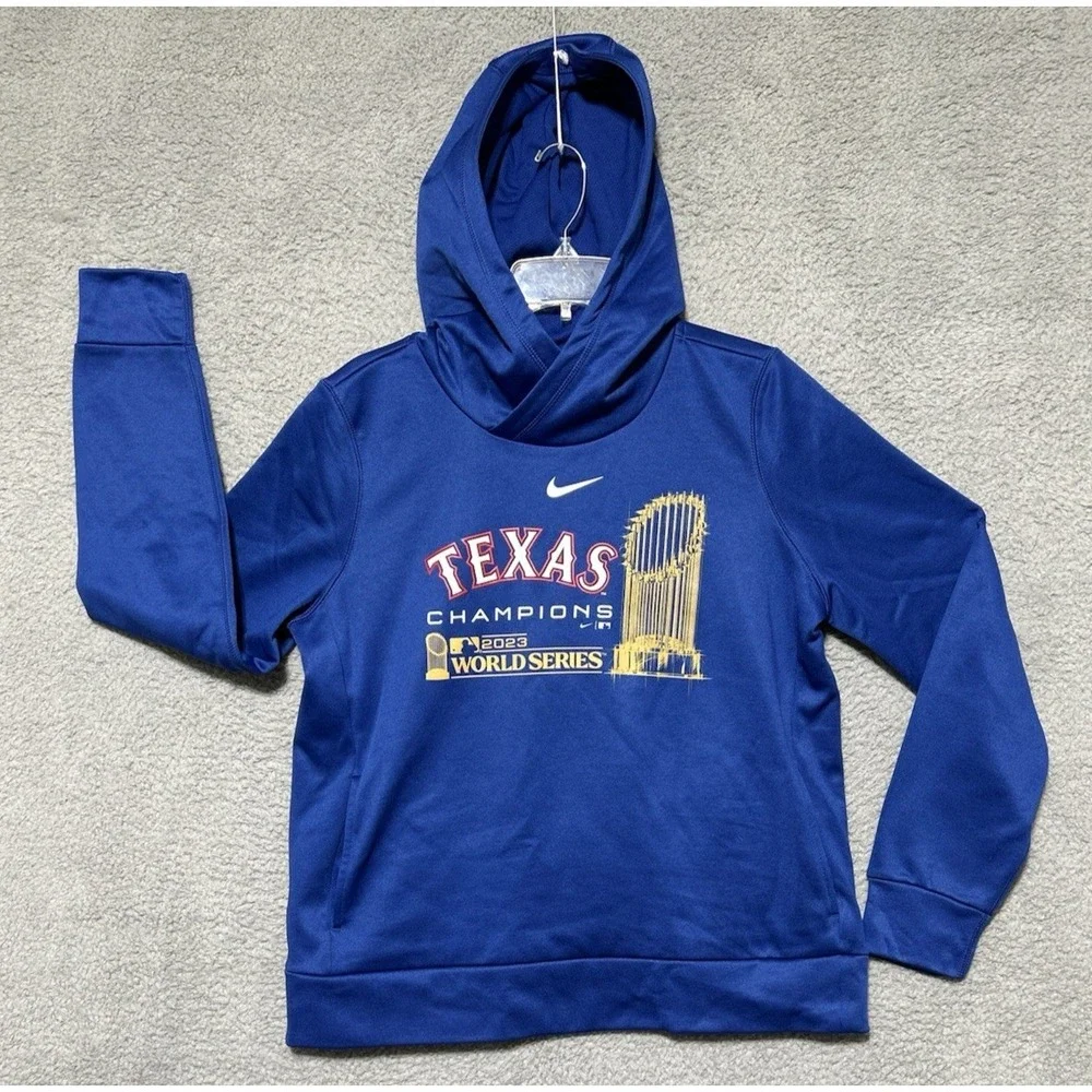 Nike Texas‎ Rangers Womens 2023 World Series Champions Lockup Hoodie Royal Large